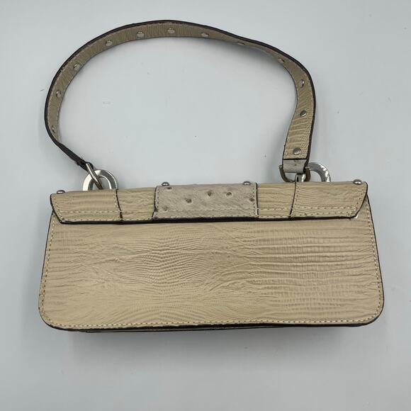 Vintage Y2K GUESS G Beige Shoulder Bag Purse Croc Embossed Bling G Purse Zebra - Picture 4 of 5